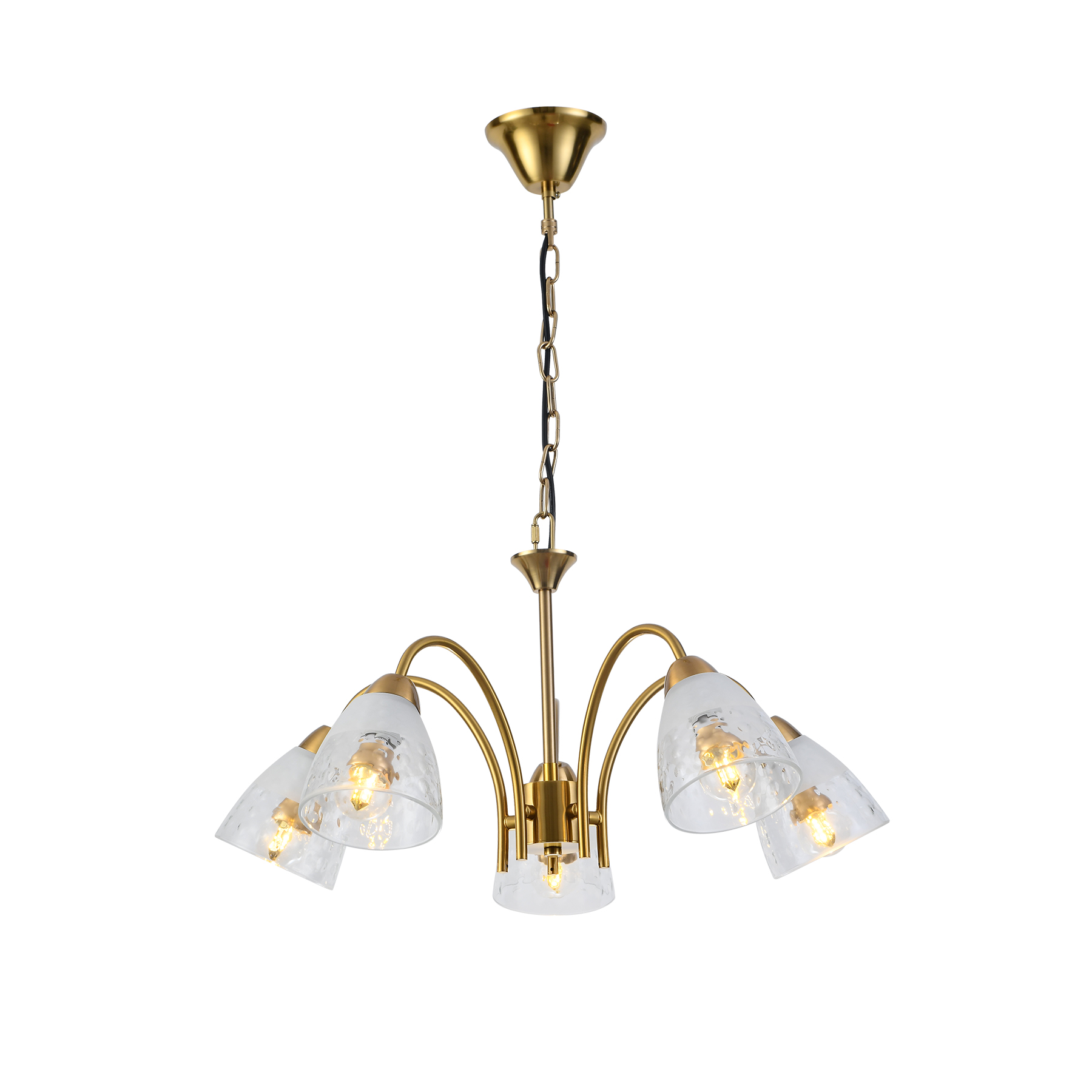 elegant gold chandelier textured clear glass E27 dining room indoor decorative lighting